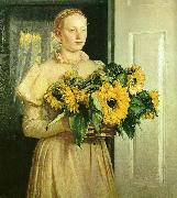 Michael Ancher pigen med solsikkerne USA oil painting artist